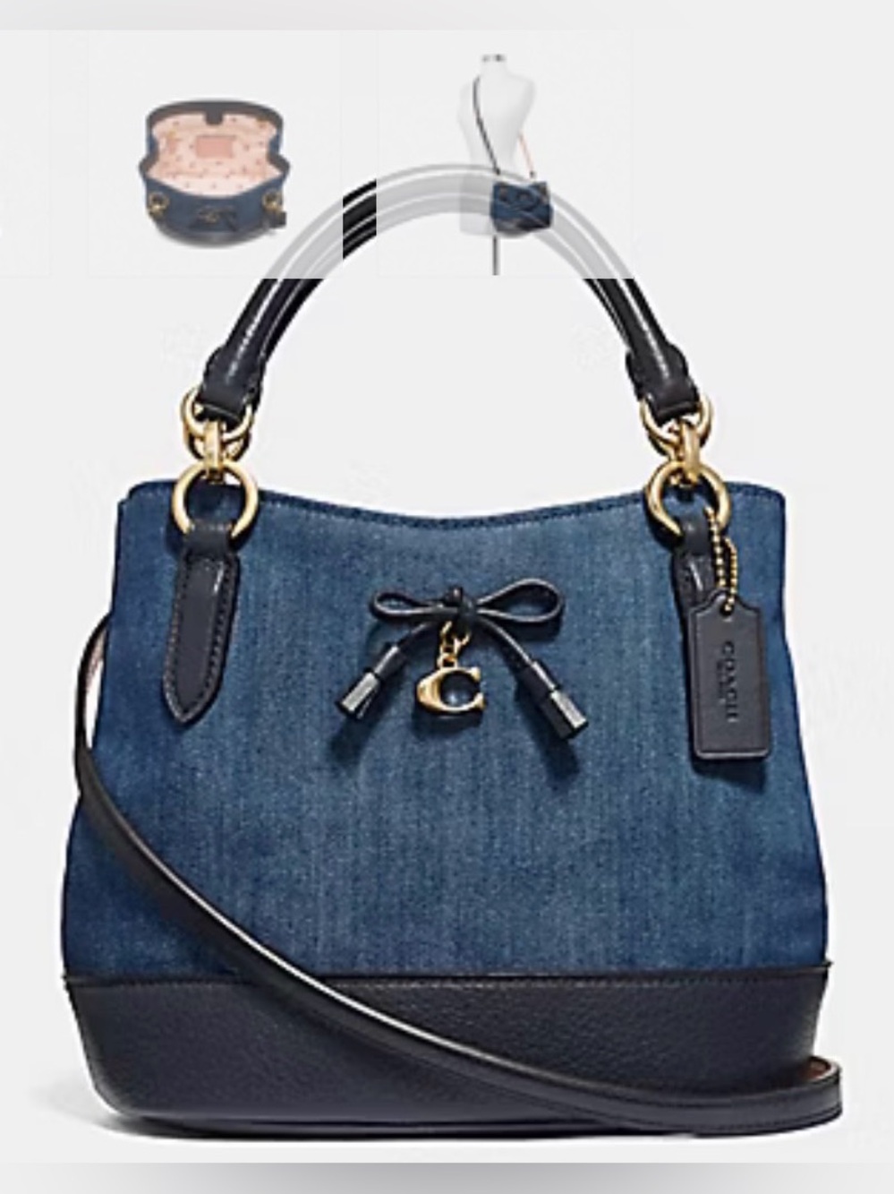 Coach micro ally Denim and Navy Leather Drawstring Satchel - Blue - Picture 2 of 9